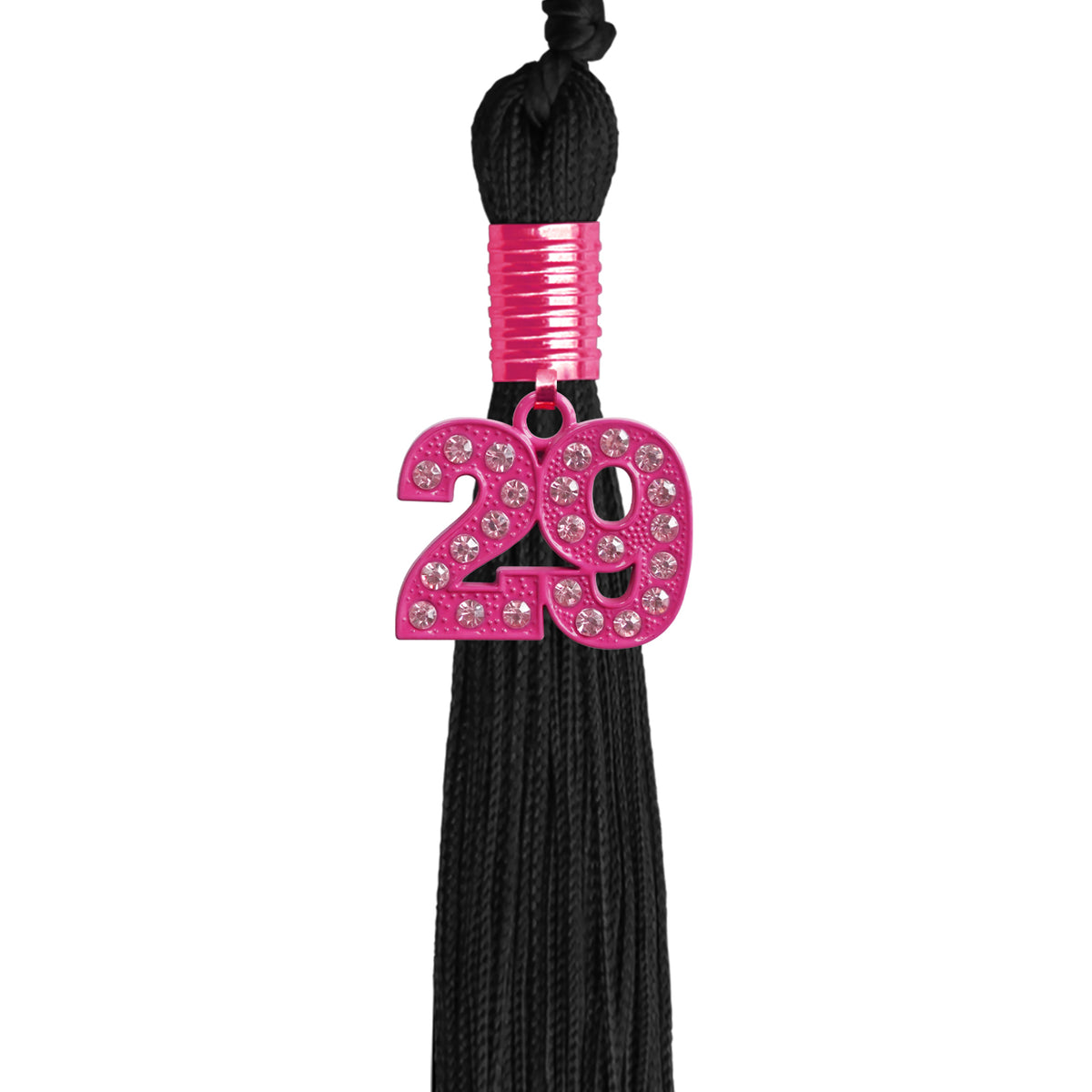 Black Graduation Tassel with Pink Bling Charm by Wholesale Grad Supply