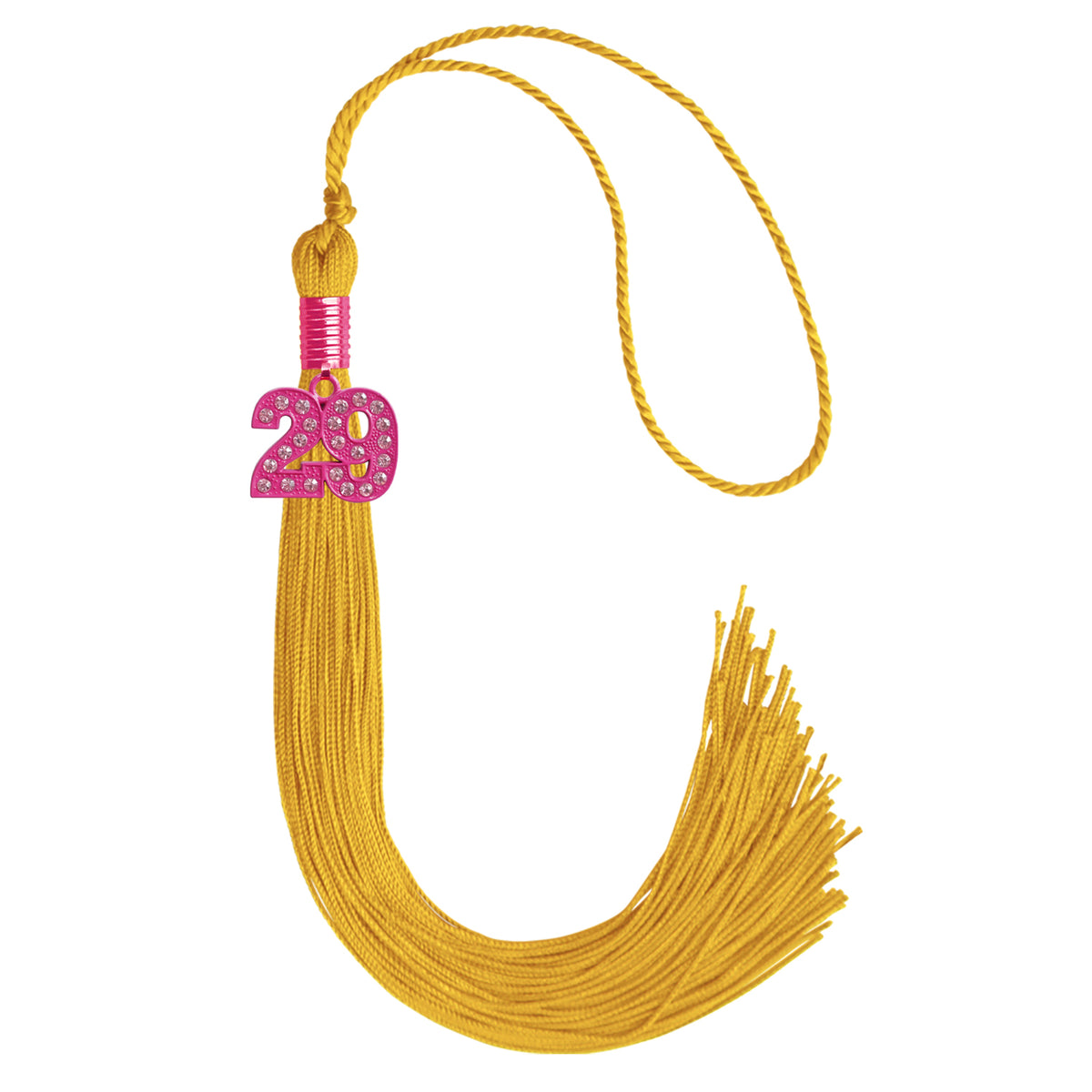 Gold Graduation Tassel with Pink Bling Charm by Wholesale Grad Supply
