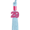 Light Blue Graduation Tassel with Pink Bling Charm by Wholesale Grad Supply