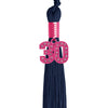 Navy Blue Graduation Tassel with Pink Bling Charm by Wholesale Grad Supply