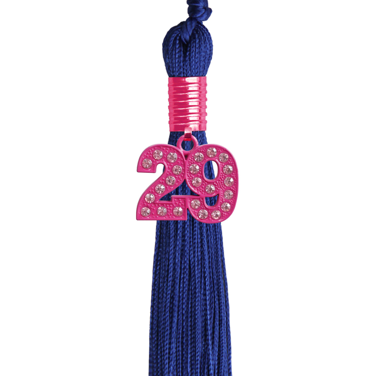 Royal Blue Graduation Tassel with Pink Bling Charm by Wholesale Grad Supply