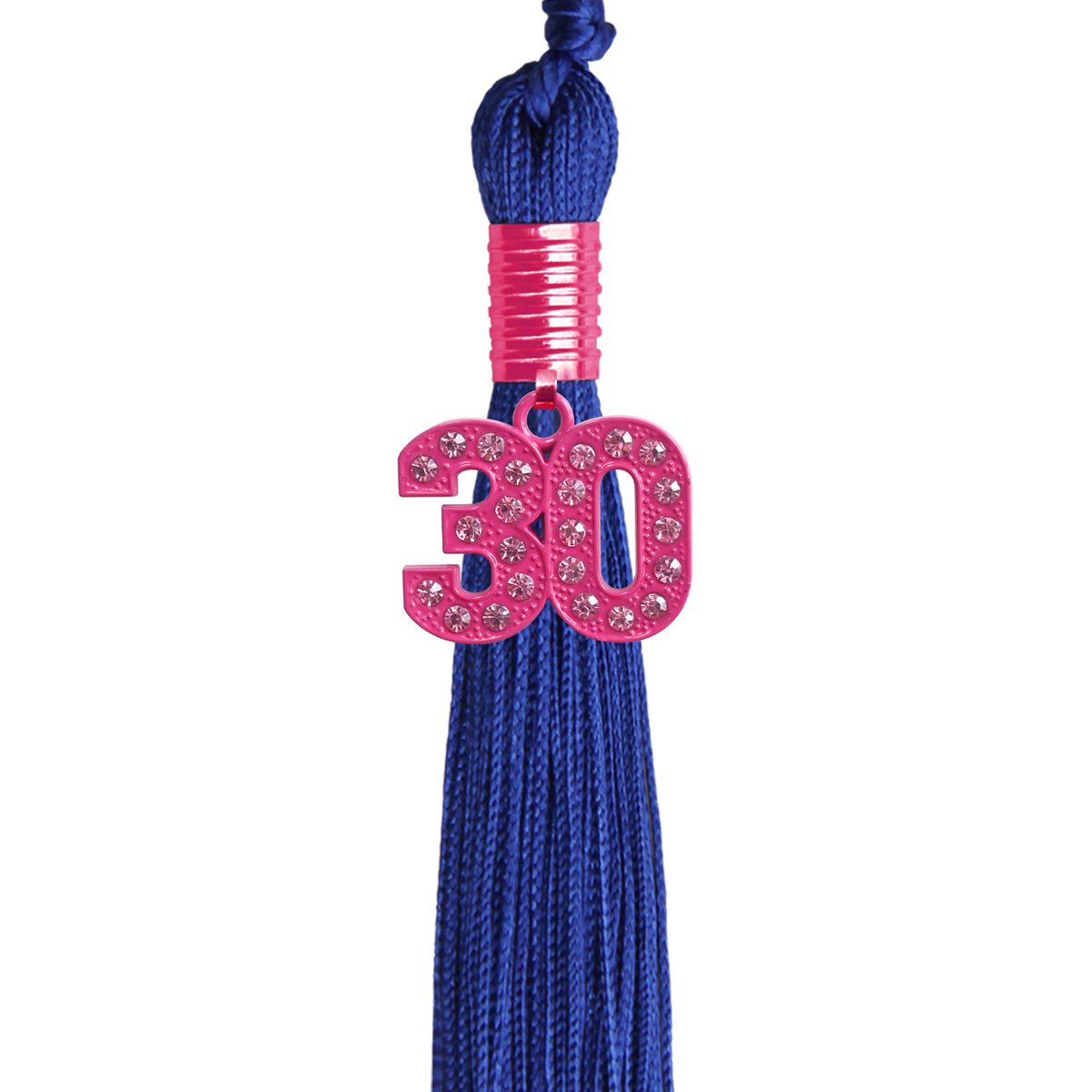 Royal Blue Graduation Tassel with Pink Bling Charm by Wholesale Grad Supply