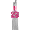Silver Graduation Tassel with Pink Bling Charm by Wholesale Grad Supply