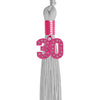 Silver Graduation Tassel with Pink Bling Charm by Wholesale Grad Supply