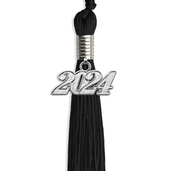 Black Graduation Tassel with Silver Date Drop by Wholesale Grad Supply