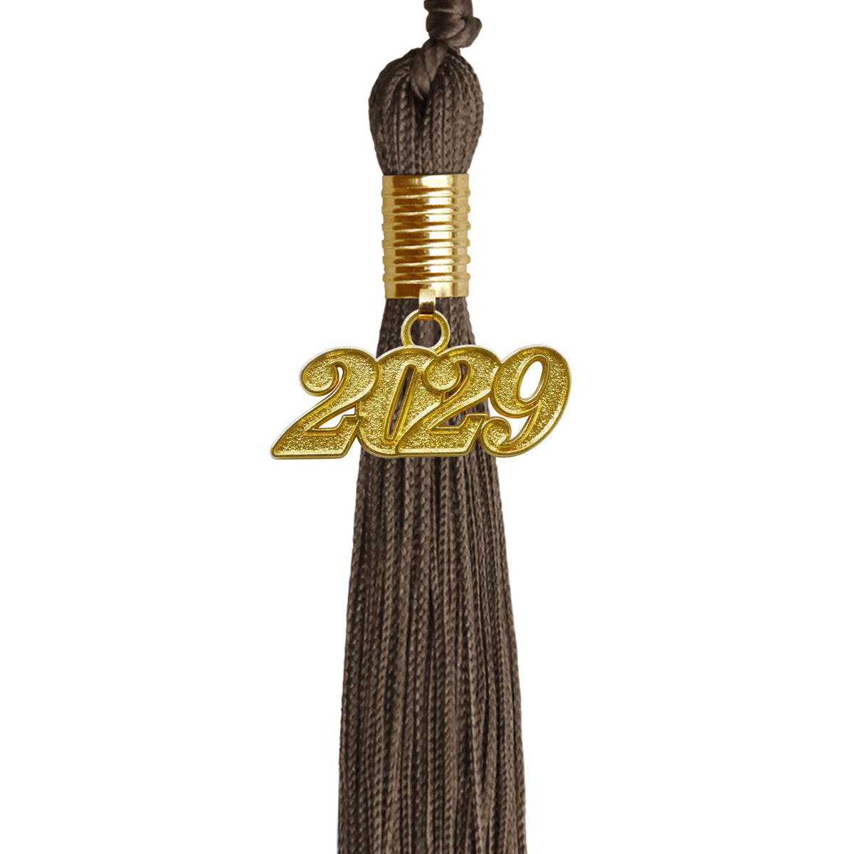 Brown Graduation Tassel with Gold Date Drop by Wholesale Grad Supply