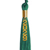 Emerald Green Graduation Tassel with Gold Stacked Date Drop by Wholesale Grad Supply