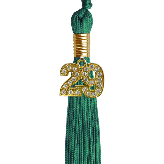 Emerald Green Graduation Tassel with Gold Bling Charm by Wholesale Grad Supply
