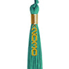 Emerald Green Graduation Tassel with Gold Stacked Date Drop by Wholesale Grad Supply