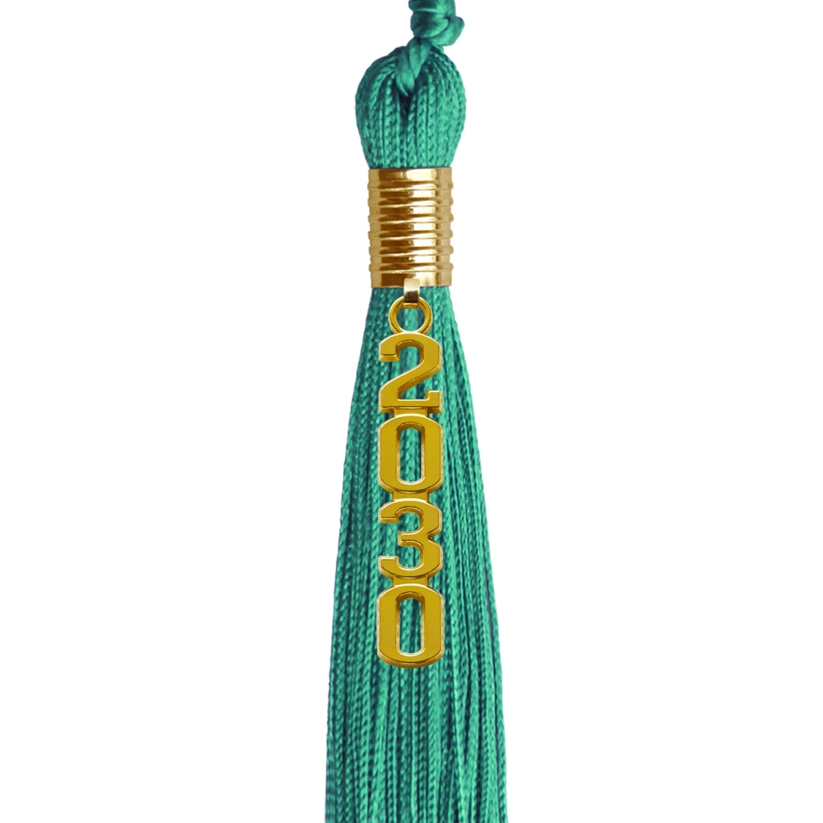 Emerald Green Graduation Tassel with Gold Stacked Date Drop by Wholesale Grad Supply
