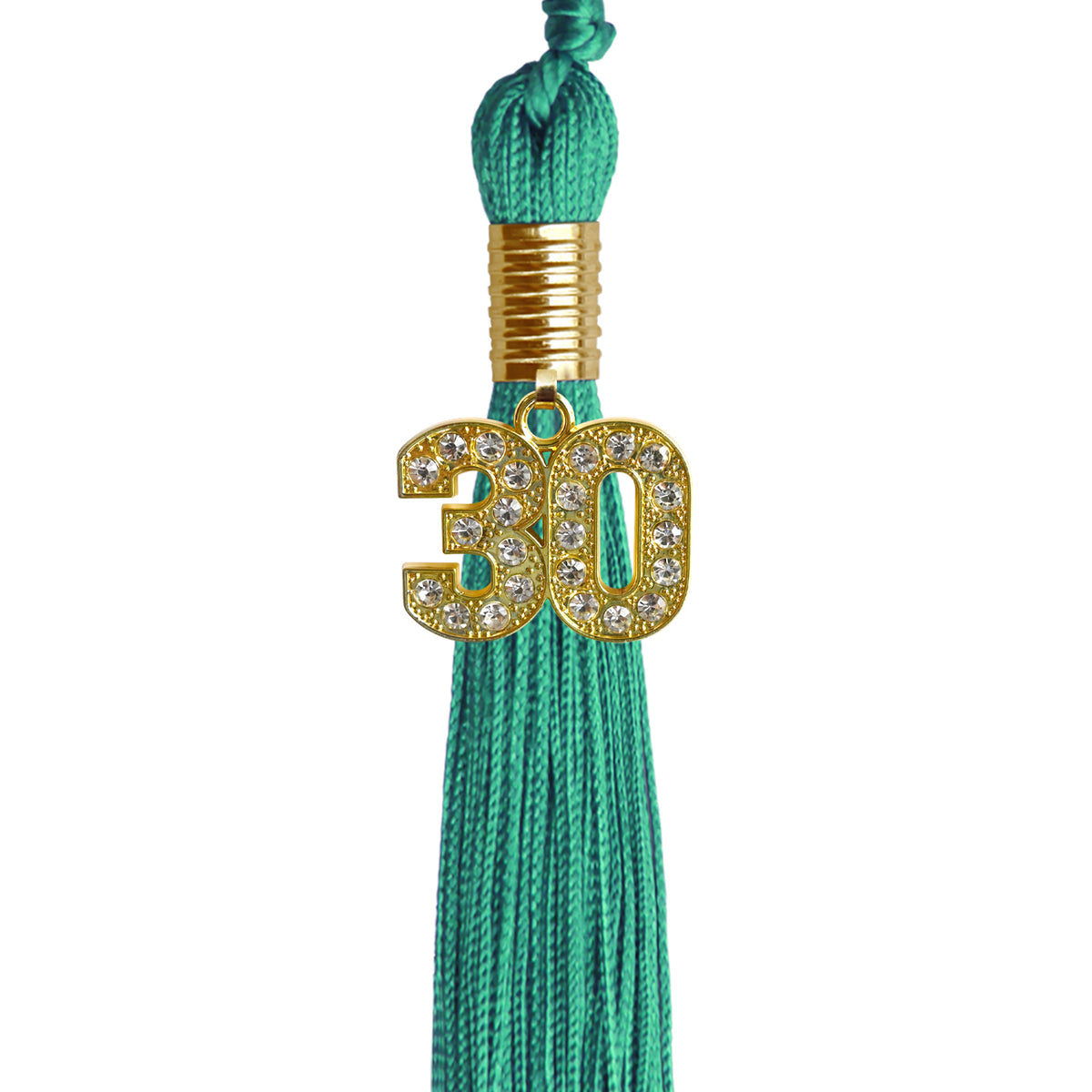 Emerald Green Graduation Tassel with Gold Bling Charm by Wholesale Grad Supply
