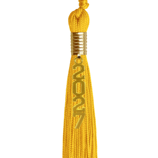 Gold Graduation Tassel with Gold Stacked Date Drop by Wholesale Grad Supply