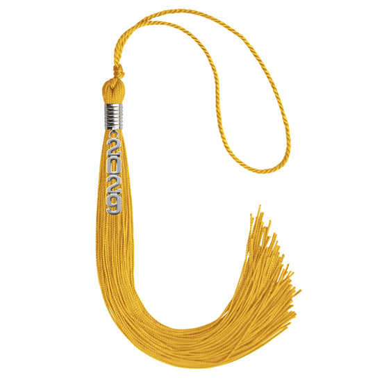 Gold Graduation Tassel with Silver Stacked Date Drop by Wholesale Grad Supply