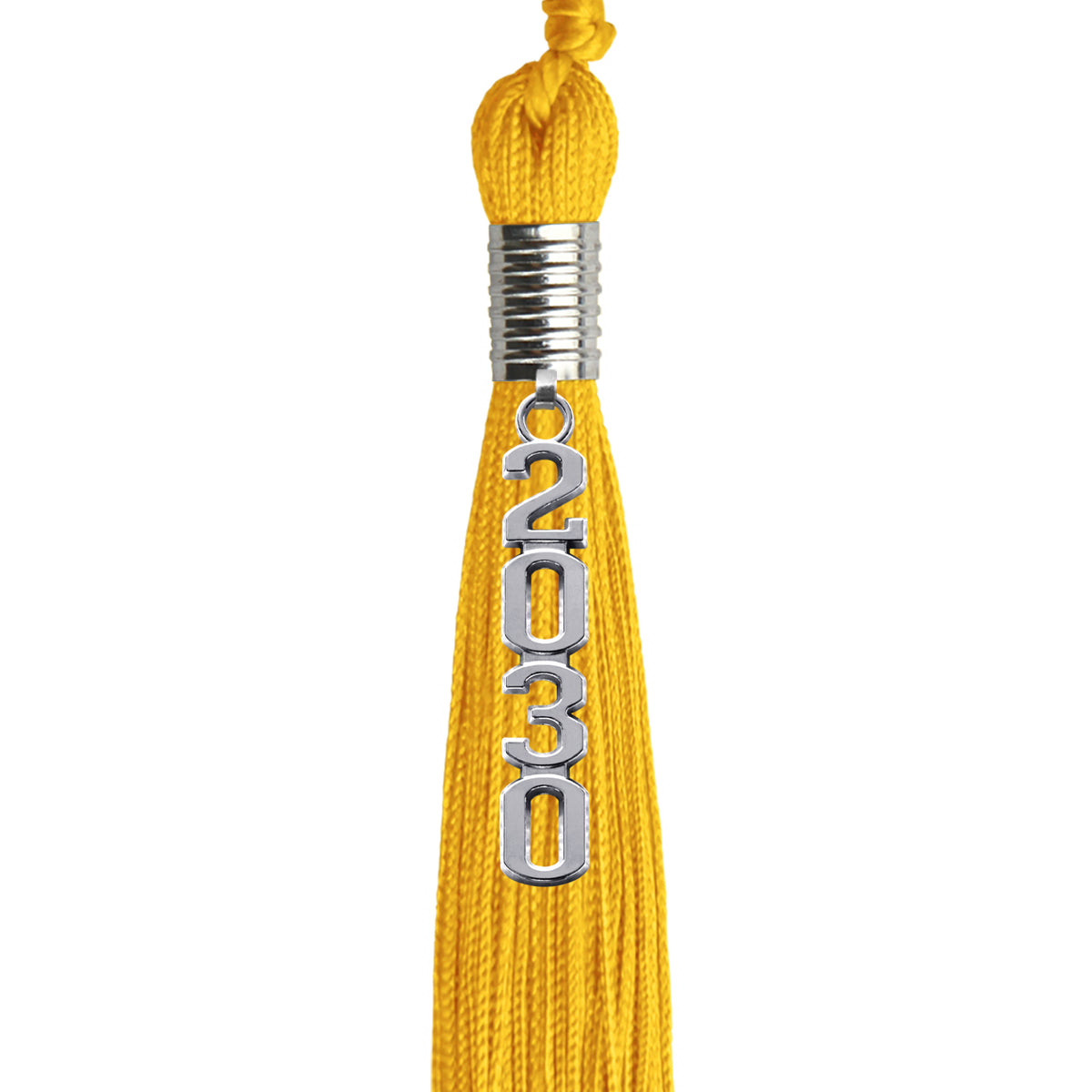 Gold Graduation Tassel with Silver Stacked Date Drop by Wholesale Grad Supply