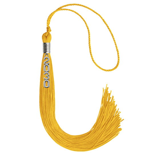 Gold Graduation Tassel with Silver Stacked Date Drop by Wholesale Grad Supply