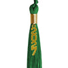 Green Graduation Tassel with Gold Stacked Date Drop by Wholesale Grad Supply