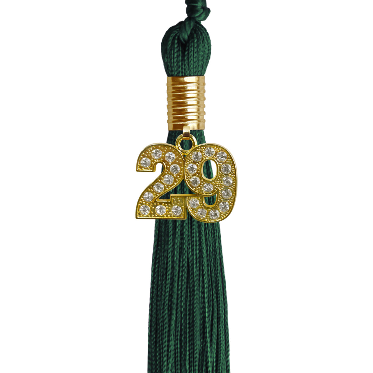 Hunter Green Graduation Tassel with Gold Bling Charm by Wholesale Grad Supply