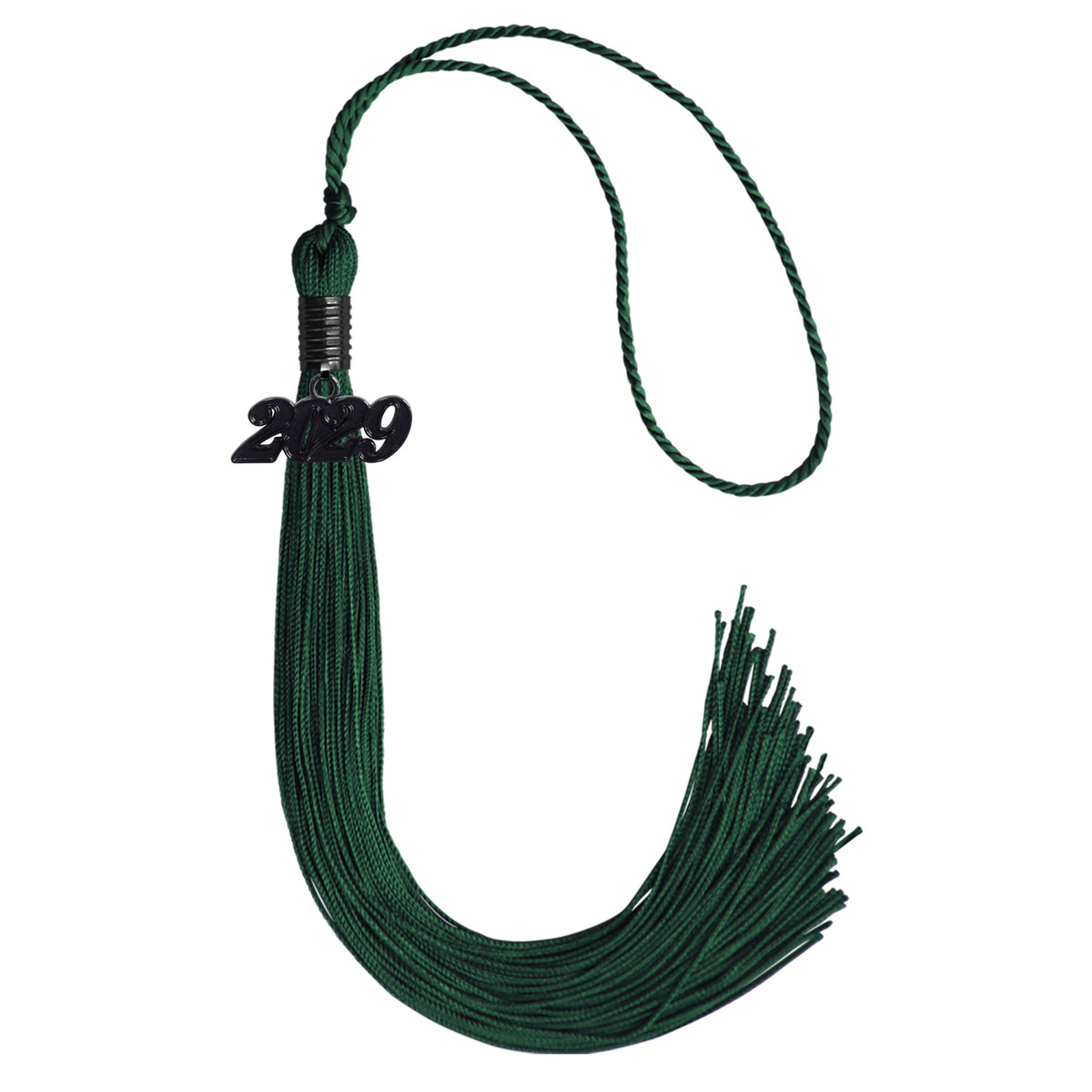 Hunter Green Graduation Tassel with Black Date Drop by Wholesale Grad Supply