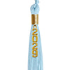 Light Blue Graduation Tassel with Gold Stacked Date Drop by Wholesale Grad Supply