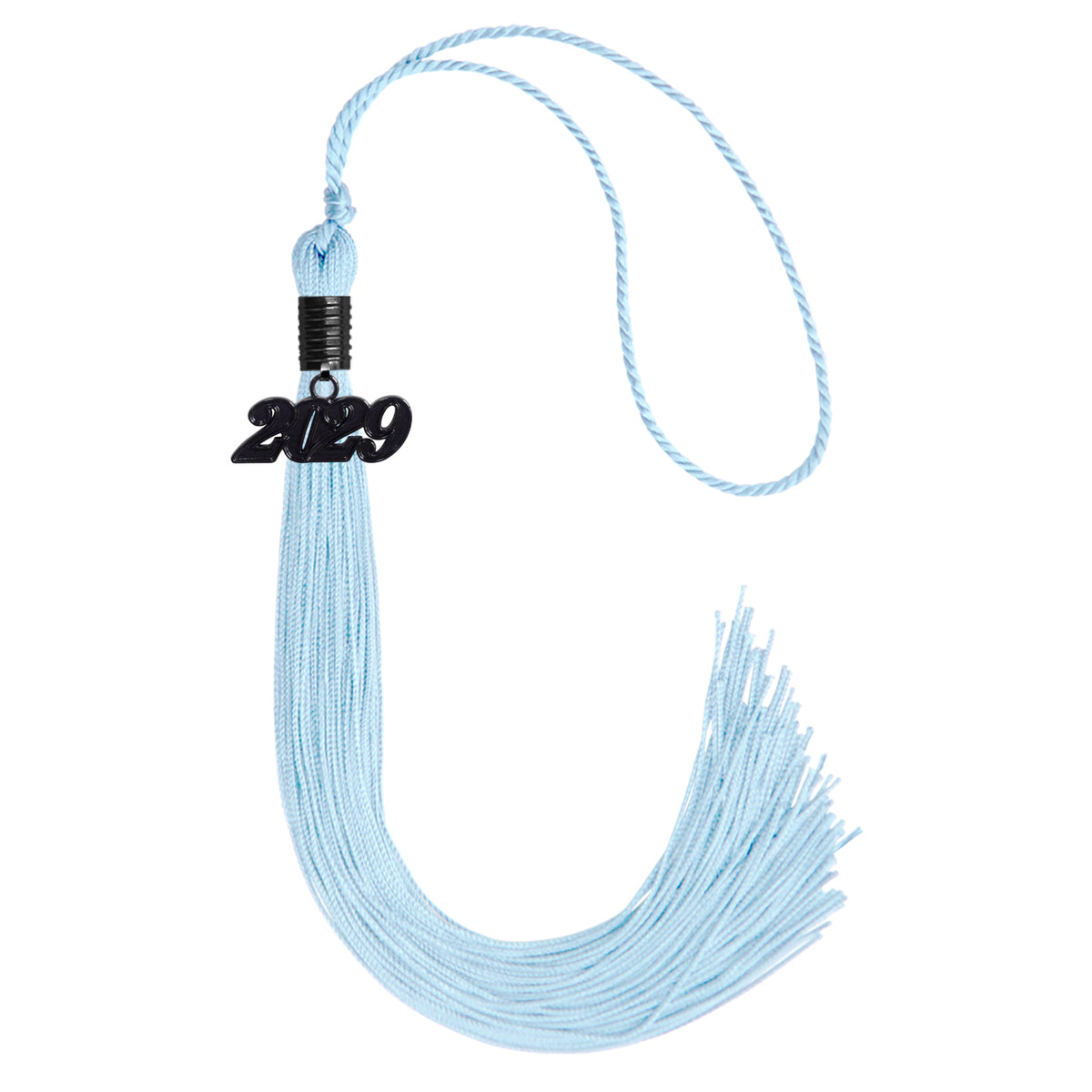 Light Blue Graduation Tassel with Black Date Drop by Wholesale Grad Supply