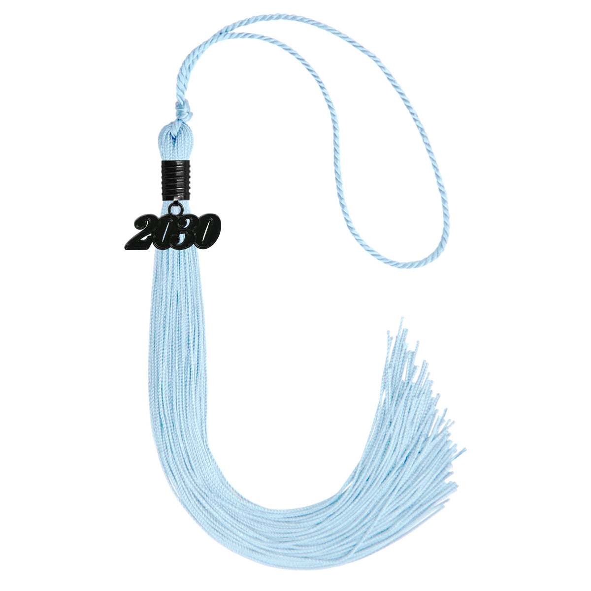 Light Blue Graduation Tassel with Black Date Drop by Wholesale Grad Supply