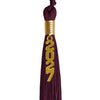 Maroon Graduation Tassel with Gold Stacked Date Drop by Wholesale Grad Supply