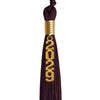 Maroon Graduation Tassel with Gold Stacked Date Drop by Wholesale Grad Supply