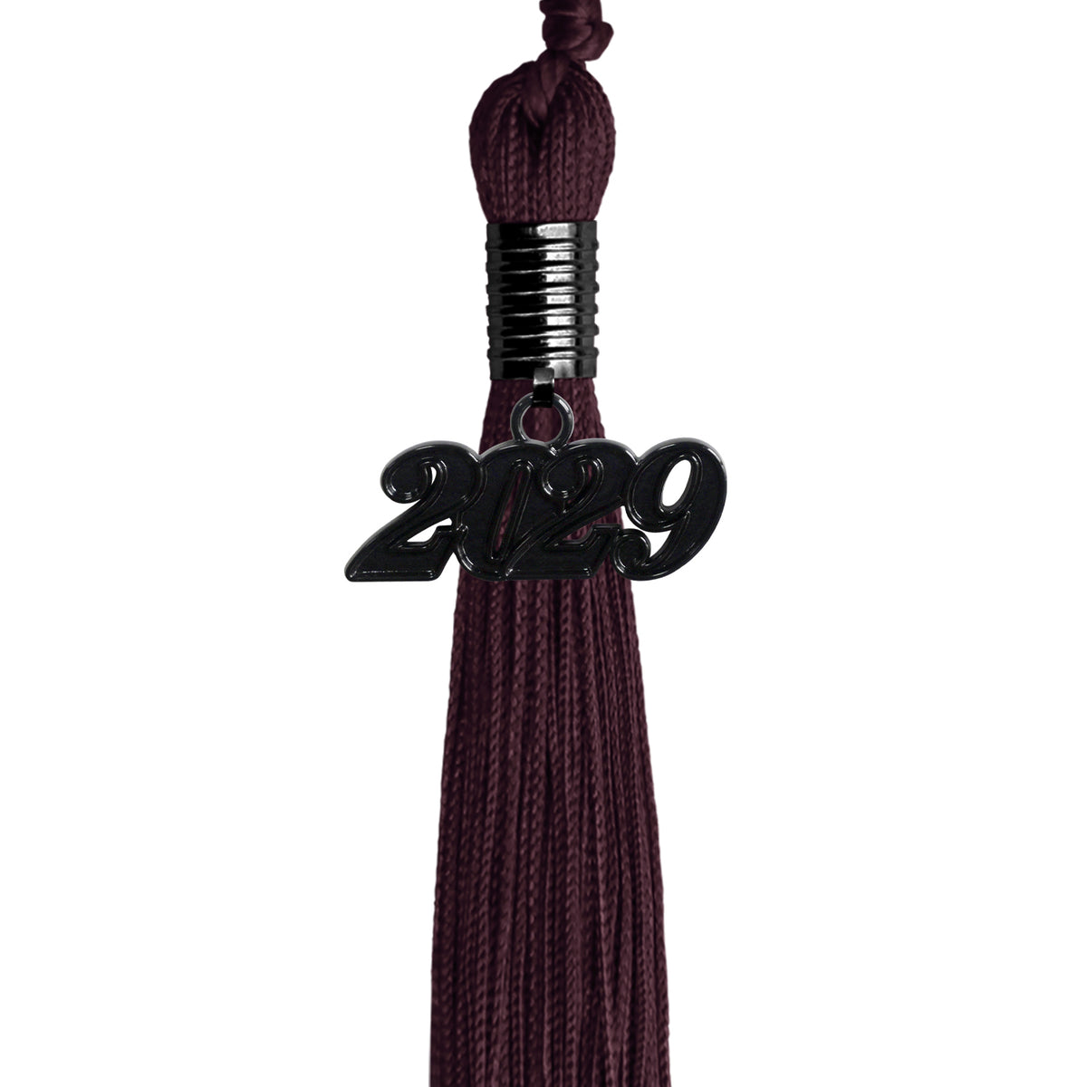 Maroon Graduation Tassel with Black Date Drop by Wholesale Grad Supply