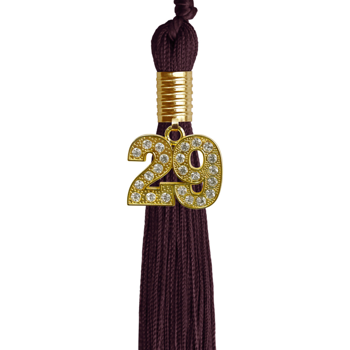 Maroon Graduation Tassel with Gold Bling Charm by Wholesale Grad Supply