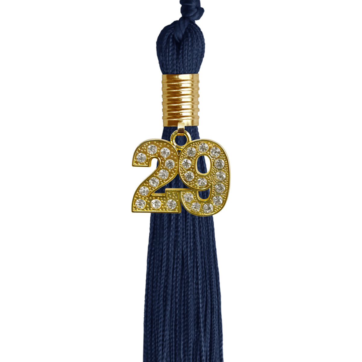 Navy Blue Graduation Tassel with Gold Bling Charm by Wholesale Grad Supply