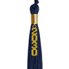 Navy Blue Graduation Tassel with Gold Stacked Date Drop by Wholesale Grad Supply