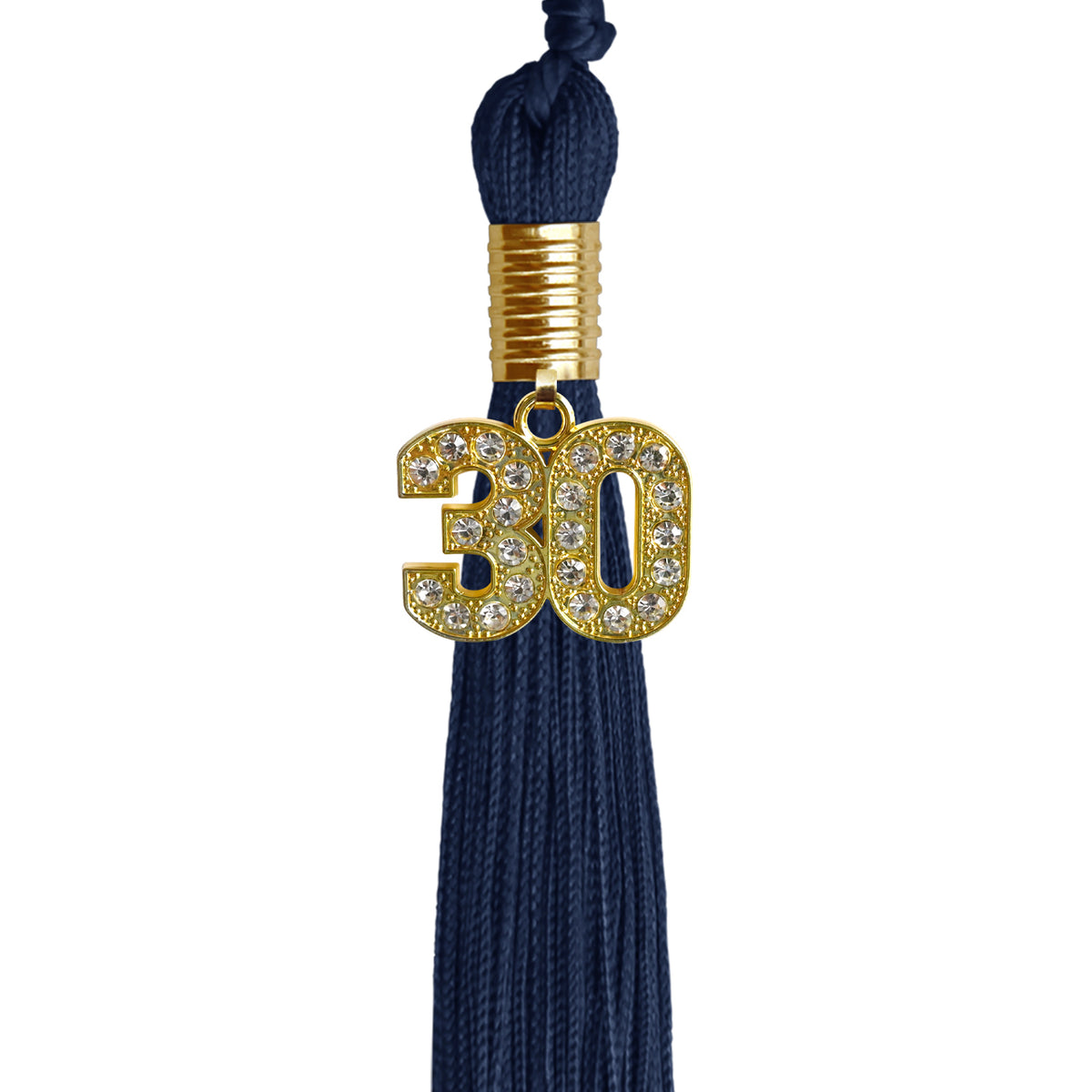 Navy Blue Graduation Tassel with Gold Bling Charm by Wholesale Grad Supply