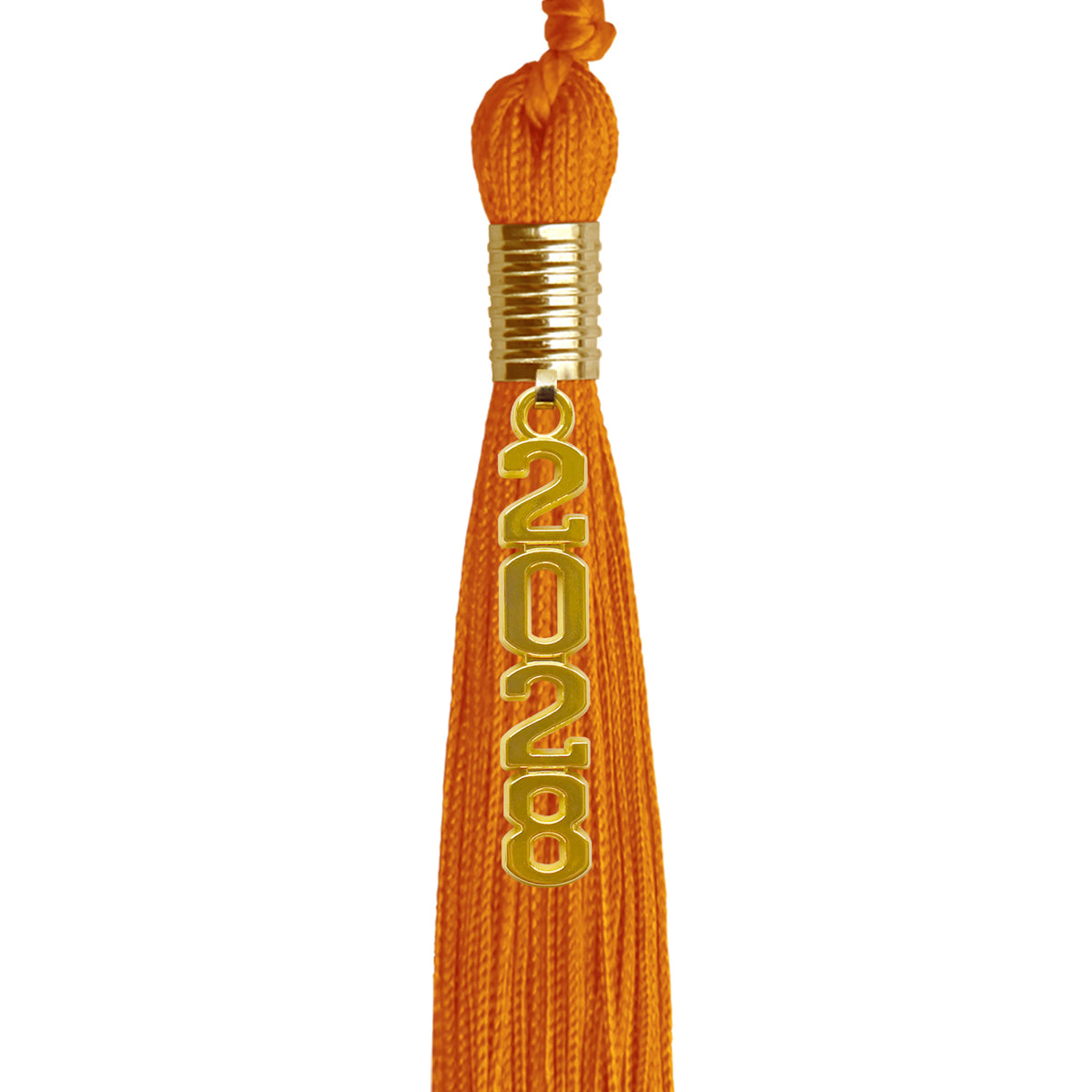 Orange Graduation Tassel with Gold Stacked Date Drop by Wholesale Grad Supply