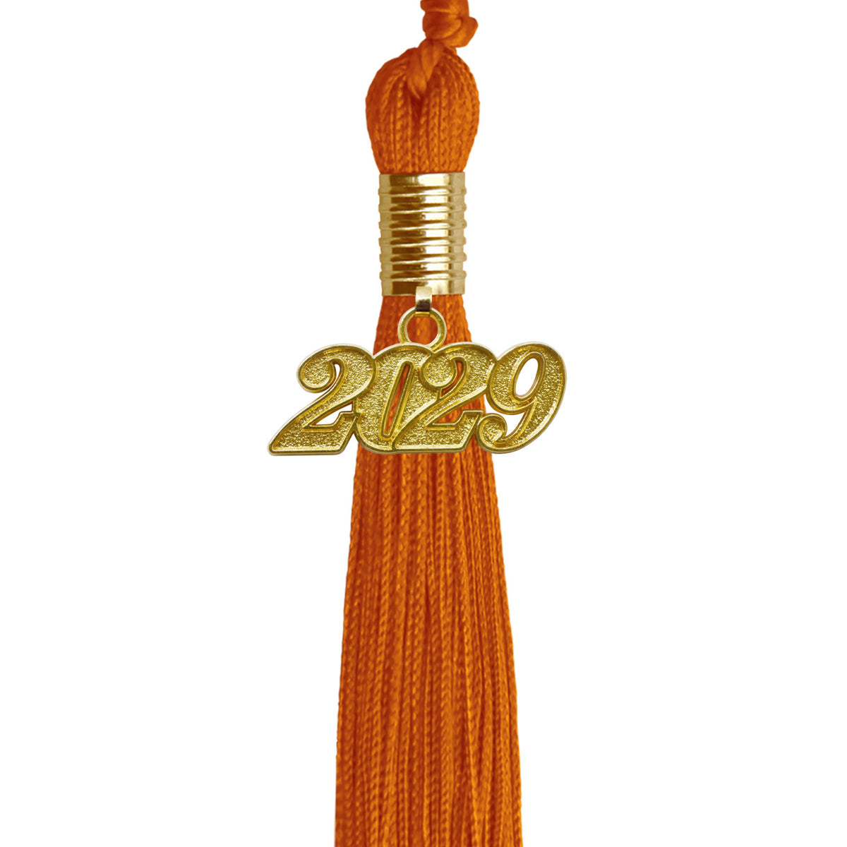 Orange Graduation Tassel with Gold Date Drop by Wholesale Grad Supply