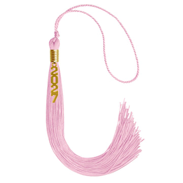Pink Graduation Tassel with Gold Stacked Date Drop by Wholesale Grad Supply