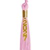 Pink Graduation Tassel with Gold Stacked Date Drop by Wholesale Grad Supply