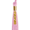Pink Graduation Tassel with Gold Stacked Date Drop by Wholesale Grad Supply