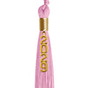 Pink Graduation Tassel with Gold Stacked Date Drop by Wholesale Grad Supply