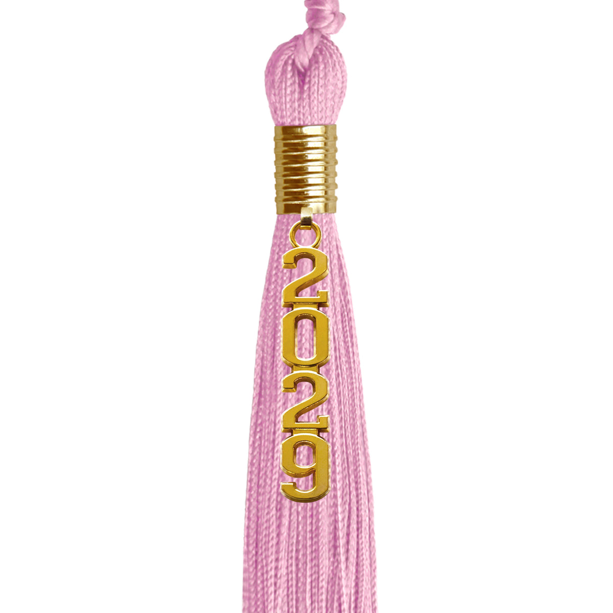 Pink Graduation Tassel with Gold Stacked Date Drop by Wholesale Grad Supply