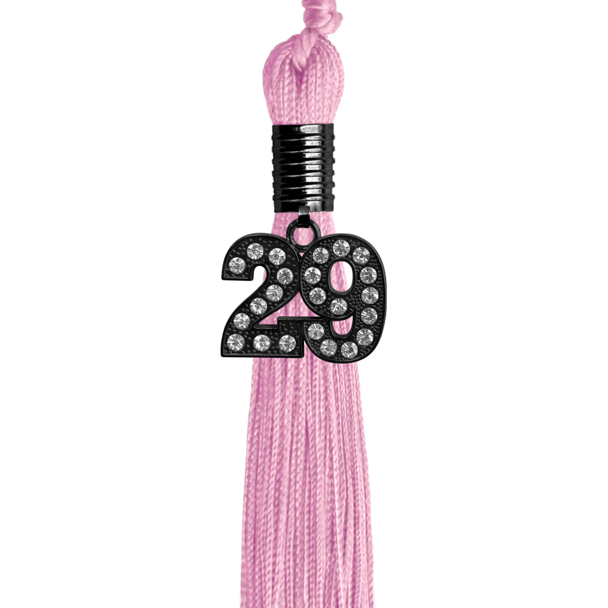 Pink Graduation Tassel with Black Bling Charm by Wholesale Grad Supply
