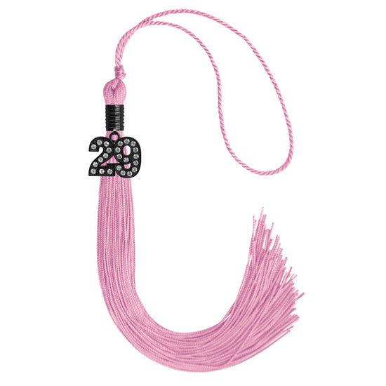 Pink Graduation Tassel with Black Bling Charm by Wholesale Grad Supply