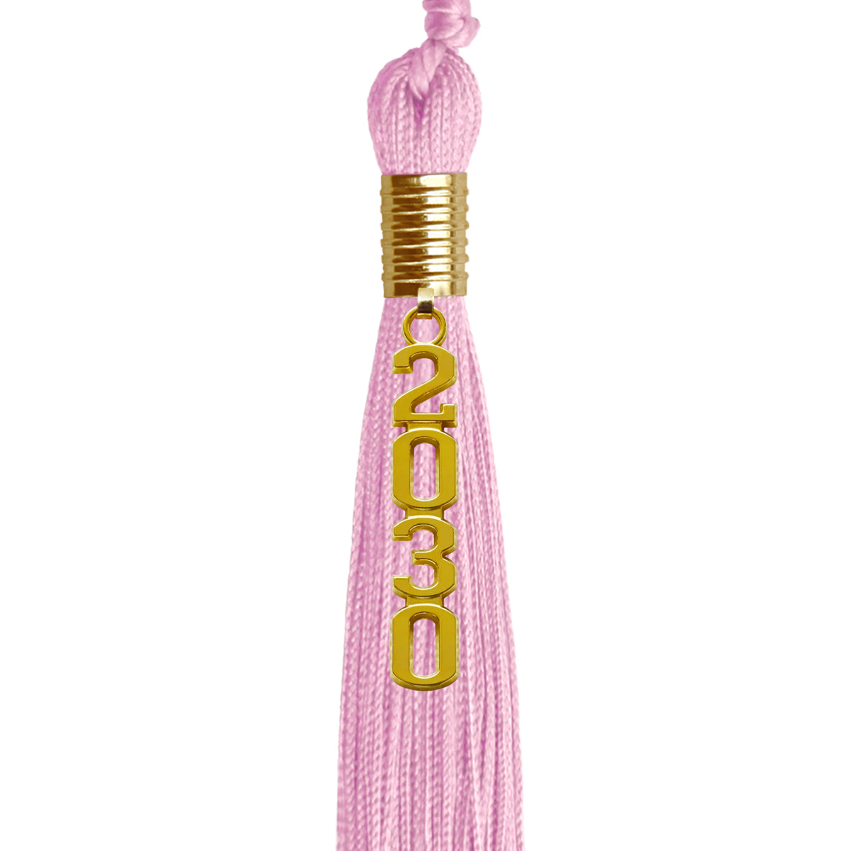 Pink Graduation Tassel with Gold Stacked Date Drop by Wholesale Grad Supply