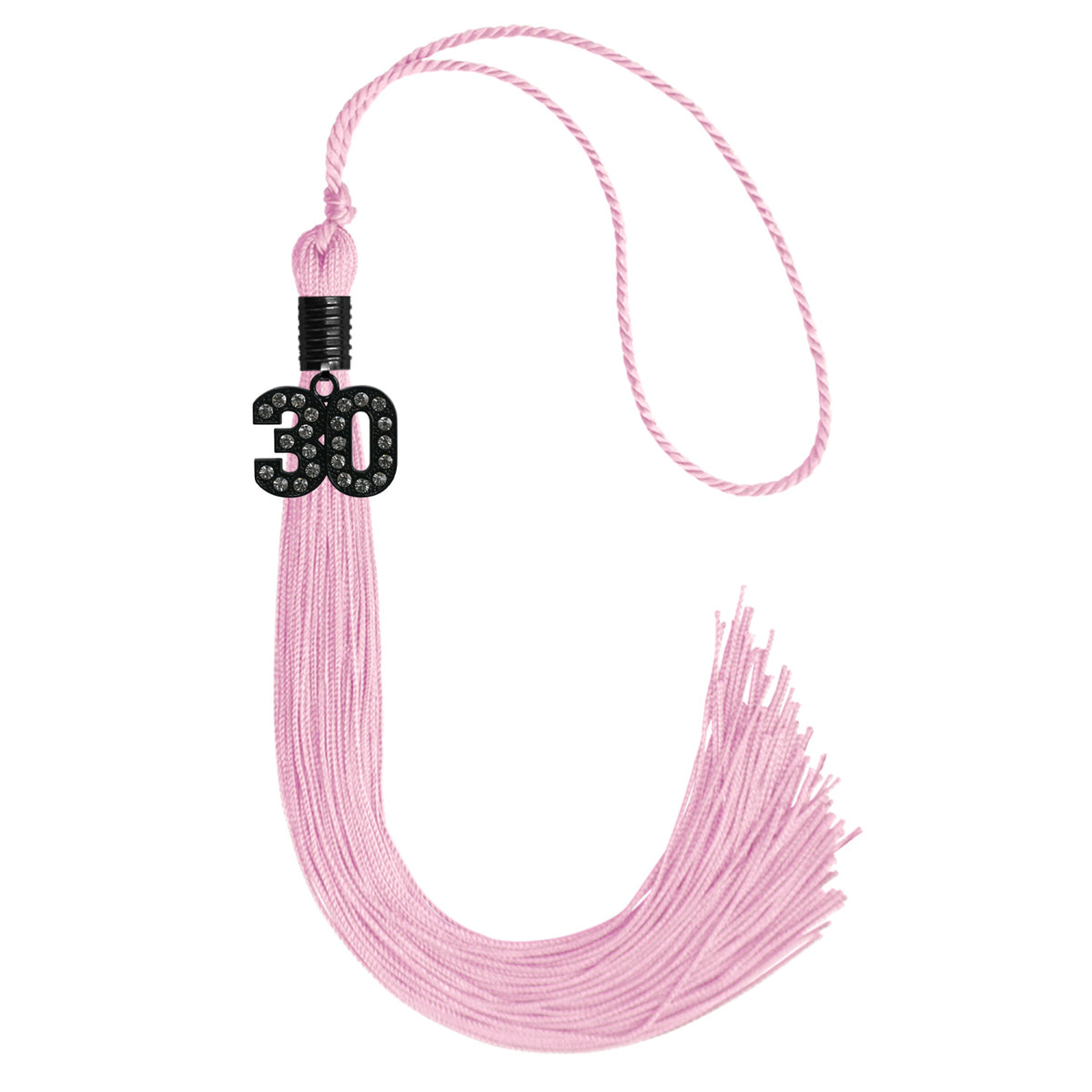 Pink Graduation Tassel with Black Bling Charm by Wholesale Grad Supply