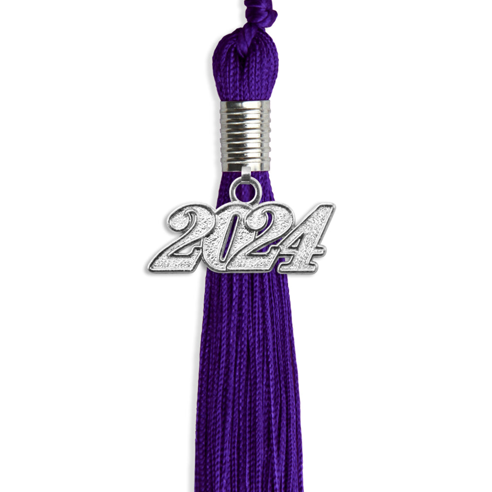 Purple Graduation Tassel with Silver Date Drop by Wholesale Grad Supply