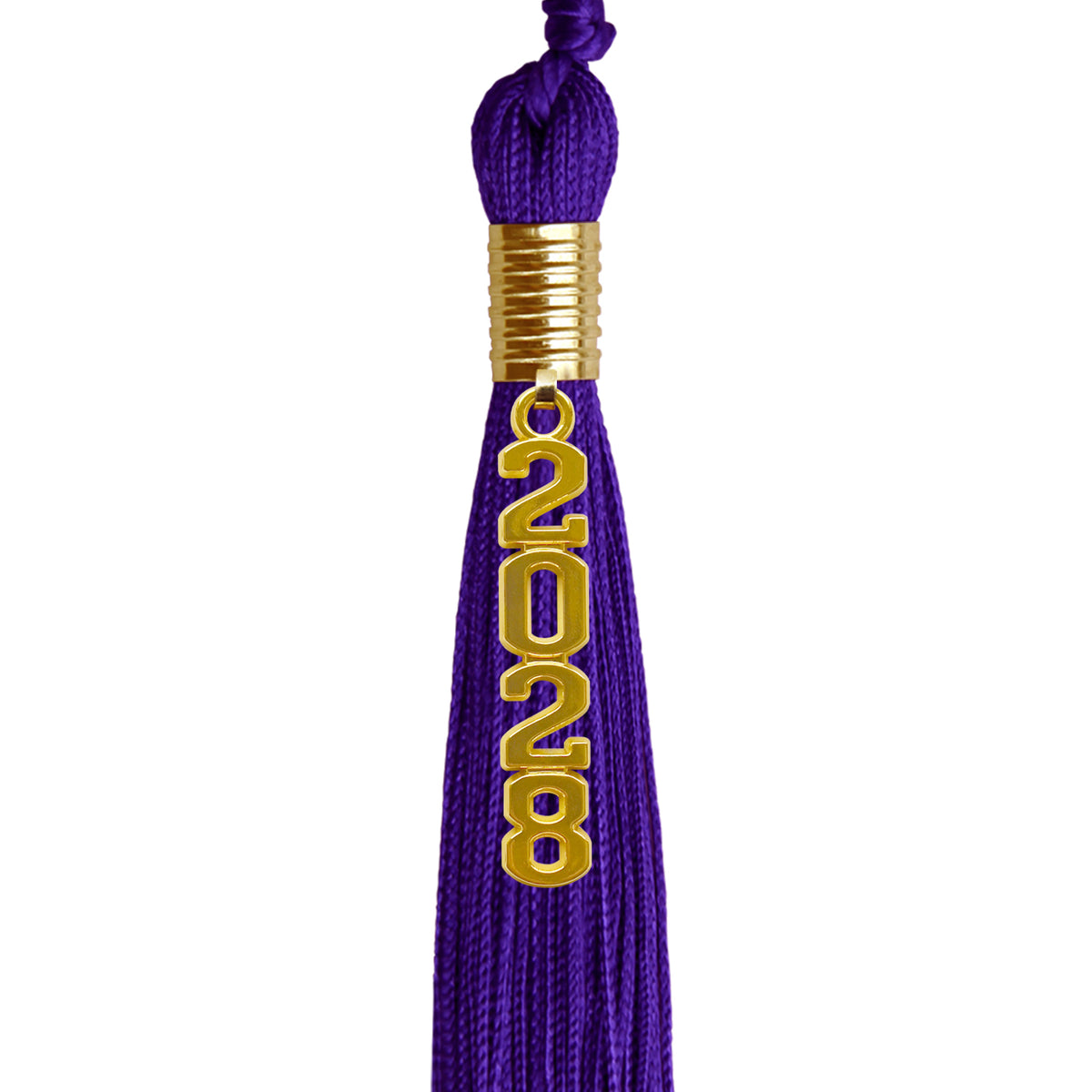 Purple Graduation Tassel with Gold Stacked Date Drop by Wholesale Grad Supply