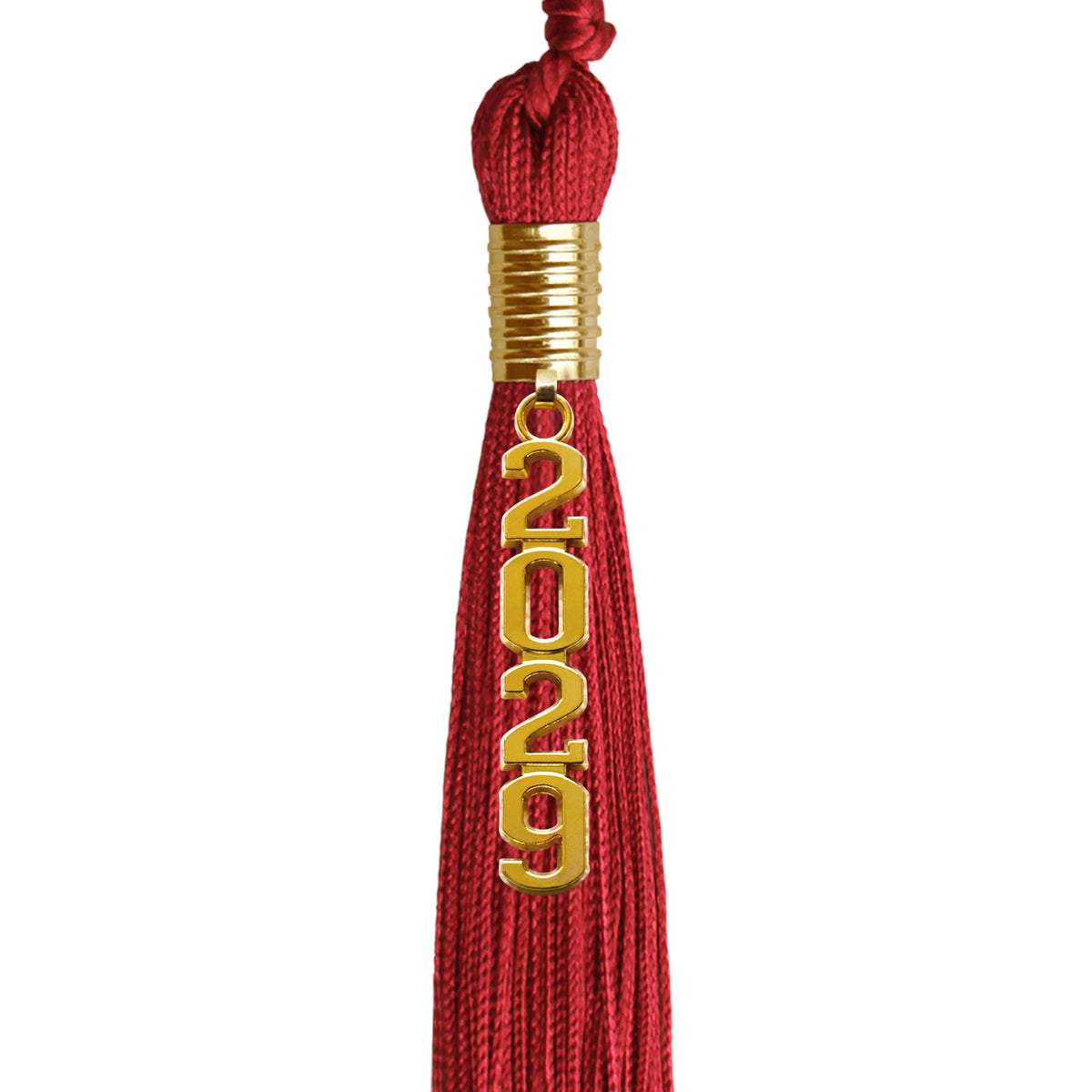 Red Graduation Tassel with Gold Stacked Date Drop by Wholesale Grad Supply