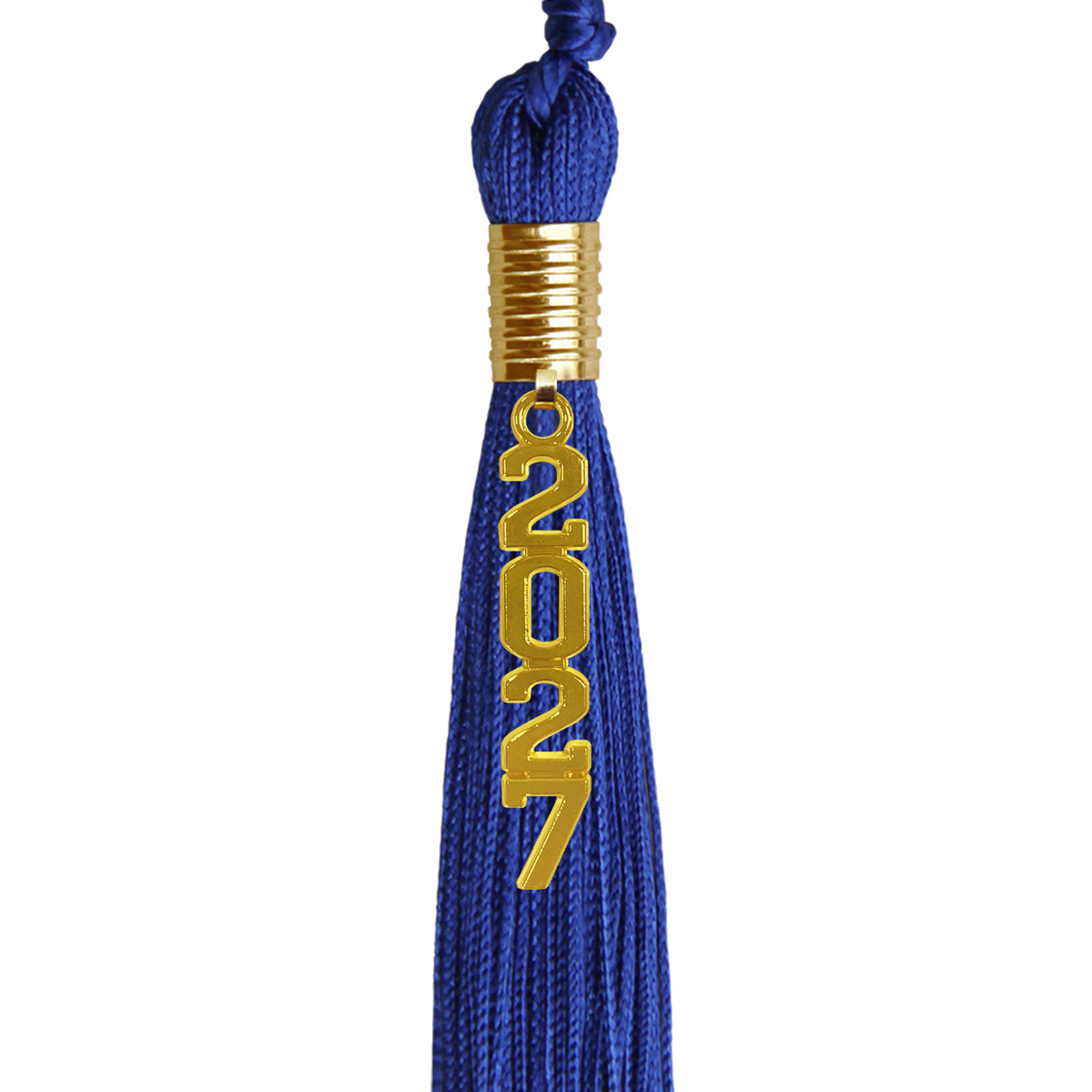 Royal Blue Graduation Tassel with Gold Stacked Date Drop by Wholesale Grad Supply