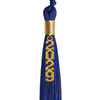 Royal Blue Graduation Tassel with Gold Stacked Date Drop by Wholesale Grad Supply