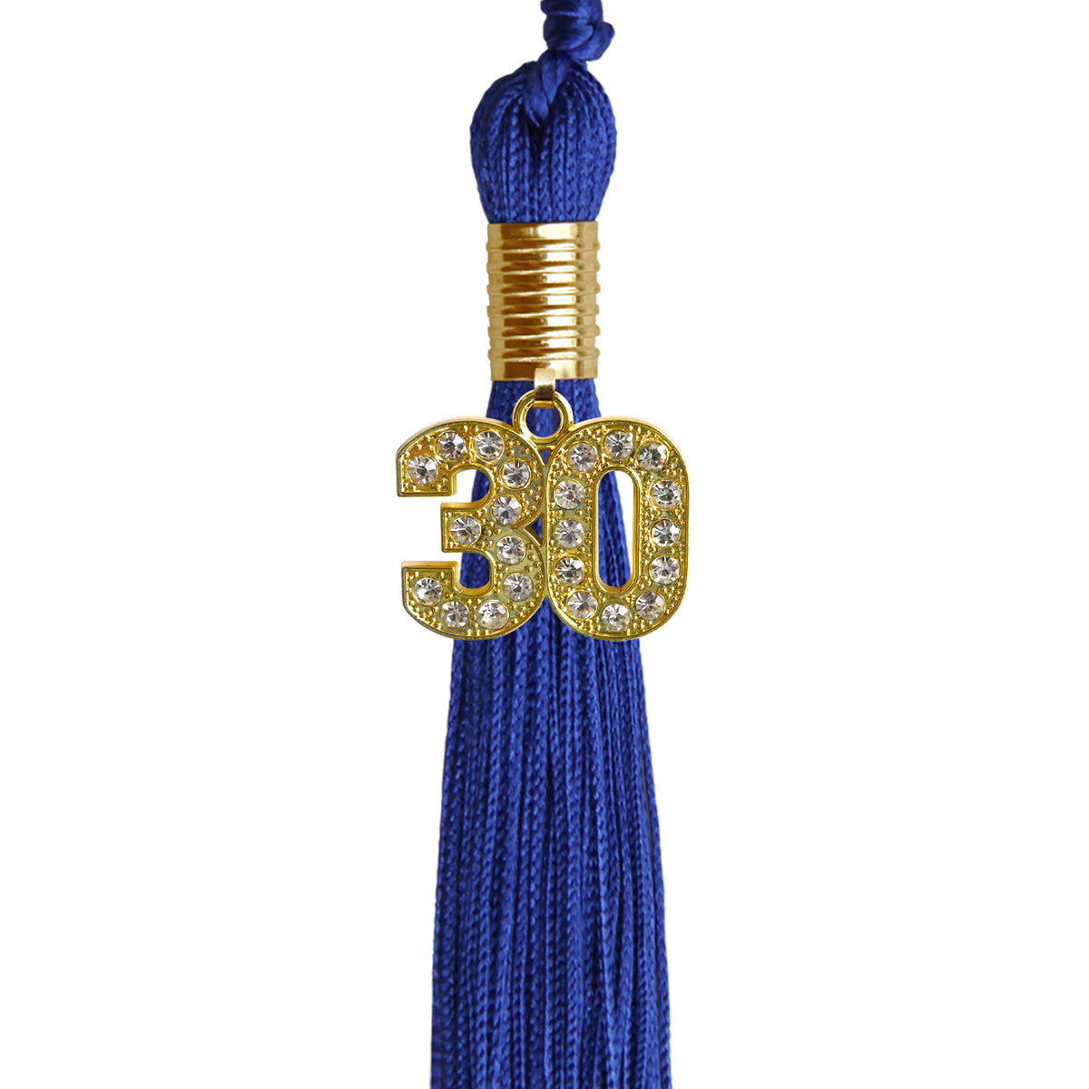 Royal Blue Graduation Tassel with Gold Bling Charm by Wholesale Grad Supply