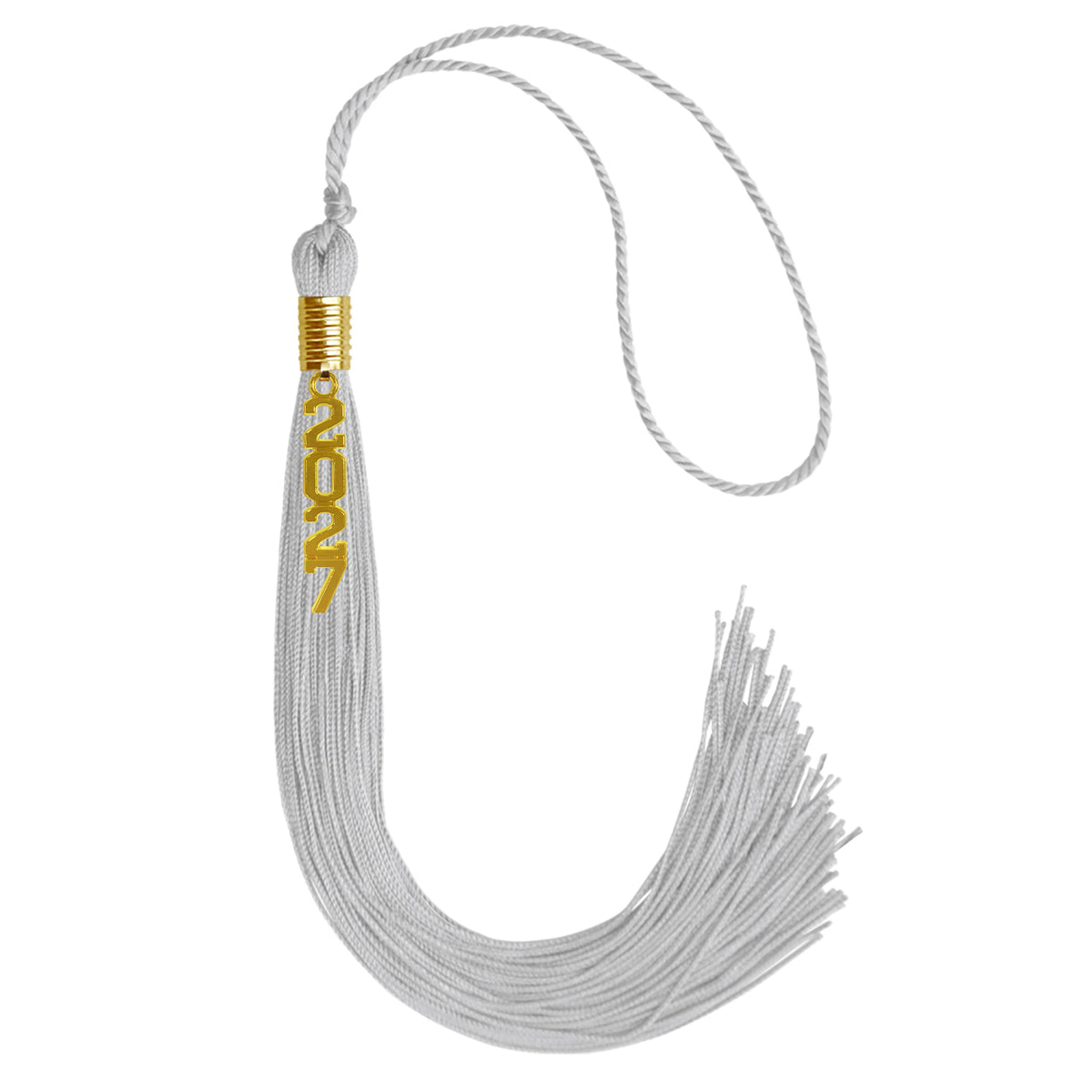 Silver Graduation Tassel with Gold Stacked Date Drop by Wholesale Grad Supply